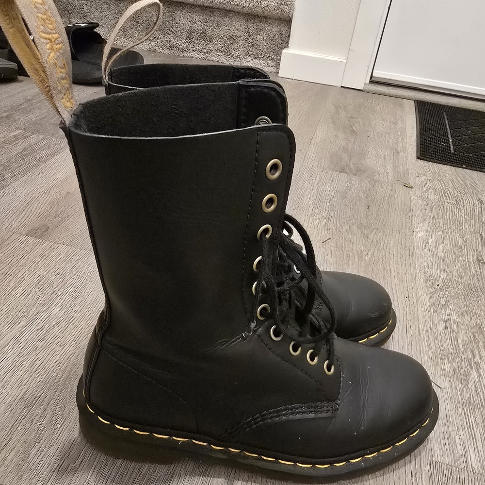 Dr. Martens Black Mid Calf Combat Boots